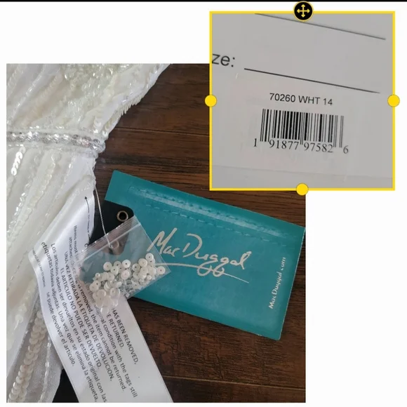 NWT Mac Duggal 70260 White Striped Beaded Floral Embellish Sleeveless Midi Dress - Picture 5 of 16